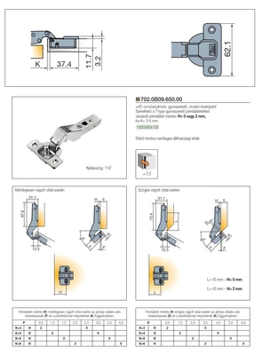 BÚTORPÁNT TITUS 702.0B09.650.00 T-TYPE KLIPPES 45 FOKOS KÖZÉZÁRÓDÓ NIKKEL