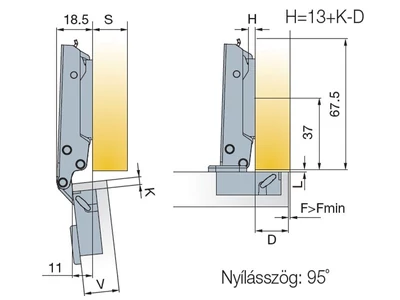 BÚTORPÁNT TITUS 707.0XL0.054.00 T-TYPE RÁÜTŐDŐ MAX. 35MM-ES AJTÓHOZ NIKKEL