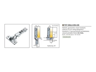 BÚTORPÁNT TITUS 707.0XL0.054.00 T-TYPE RÁÜTŐDŐ MAX. 35MM-ES AJTÓHOZ NIKKEL