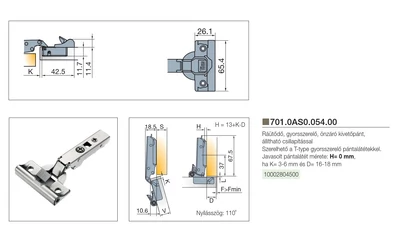 BÚTORPÁNT TITUS 701.0AS0.054.00 T-TYPE KLIPPES GLISSANDO RÁÜTŐDŐ NIKKEL