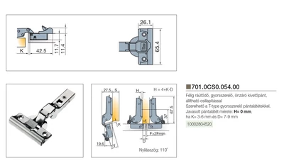 BÚTORPÁNT TITUS 701.0CS0.054.00 T-TYPE KLIPPES GLISSANDO FÉLIG RÁÜTŐDŐ NIKKEL