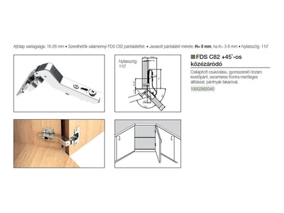BÚTORPÁNT FDS C82 CSILLAPÍTOTT KLIPPES +45 FOKOS KÖZÉZÁRÓDÓ PÁNT+PÁNTNYAK TAKARÓ NIKKEL