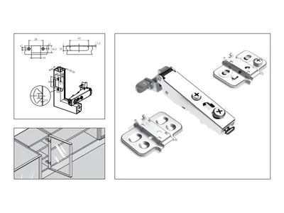 BÚTORPÁNT FDS C82 CSILLAPÍTOTT KLIPPES RÁÜTŐDŐ PÁNT ALUKERETHEZ + CSAVAR + PÁNTNYAK TAKARÓ NIKKEL