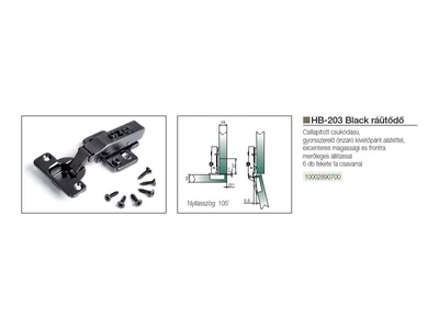 BÚTORPÁNT HOME BOX HB-203 BLACK CSILLAPÍTOTT RÁÜTŐDŐ PÁNT +EXC.ALÁTÉT+CSAVAR FEKETE NIKKEL