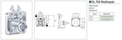CL BÚTORZÁR 705-CL2 REDŐNYZÁR 42x42mm NIKKEL