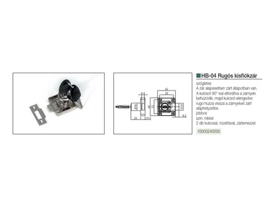 BÚTORZÁR HB LOCKS HB-04 RUGÓS KISFIÓKZÁR NIKKEL