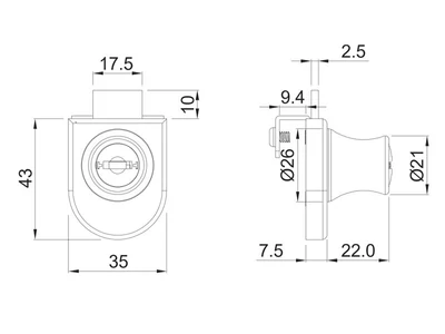 BÚTORZÁR HB LOCKS HB-11 SZIMPLA ÜVEGAJTÓZÁR KRÓM