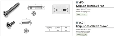 Forest ÖSSZEHÚZÓ VC01 KORPUSZÖSSZEHÚZÓ CSAVAR M4x15mm HORGANYZOTT - 10003302310