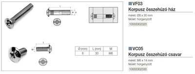 Forest ÖSSZEHÚZÓ VC05 KORPUSZÖSSZEHÚZÓ CSAVAR M6x14mm HORGANYZOTT - 10003302330