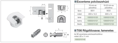 Forest ÖSSZEHÚZÓ SE02 EXCENTERES POLCÖSSZEHÚZÓ 20mm FEHÉR - 10003310130