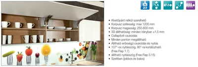 HAFELE FELNYÍLÓ 372.91.320 FREE FLAP 1.7 PÁNT NÉLKÜLI FELNYÍLÓ VASALAT 250-400mm; 0,8-3,8kg-ig SZ