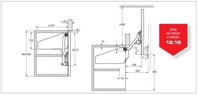 HAFELE FELNYÍLÓ 372.33.722 FREE UP AJTÓ SÍKJÁVAL PÁRHUZAMOSAN FELNYÍLÓ VASALAT  380-500mm; 6,3-11