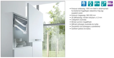 HAFELE FELNYÍLÓ 372.33.723 FREE UP AJTÓ SÍKJÁVAL PÁRHUZAMOSAN FELNYÍLÓ VASALAT  380-500mm; 9,3-17