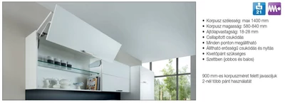 HAFELE FELNYÍLÓ 372.37.730 FREE FOLD VÍZSZINTES HARMONIKA FELNYÍLÓ VASALAT 580-650mm; 2,2-4,4kg-i