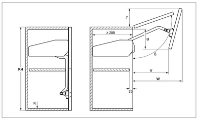 HAFELE FELNYÍLÓ 372.37.753 FREE FOLD VÍZSZINTES HARMONIKA FELNYÍLÓ VASALAT 710-790mm; 5,2-10,3kg-