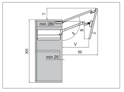 FDS FELNYÍLÓ FDS TST VÍZSZINTES HARMONIKA FELNYÍLÓ VASALAT 590-649mm; 4,1-8,1kg-ig FEHÉR