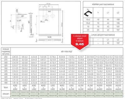 EGYÉB LENYÍLÓ VASALAT LINK C0N262 CSILLAPÍTOTT 250-480mm; 1-2,6kg-ig FEHÉR-NIKKEL