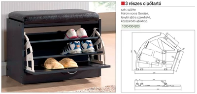 CIPŐTARTÓ 3-RÉSZES 260x255mm SZÜRKE