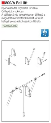 GARDRÓBLIFT 800/A FALRA SZERELHETŐ 750-1150 mm, 10kg ALUMÍNIUM
