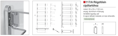 Forest CIPŐTARTÓ 117/A RÖGZÍTŐSÍN 30x30x1120 mm ALUMÍNIUM - 10004320240