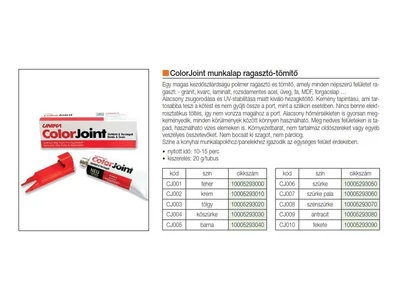 COLORJOINT MUNKALAP RAGASZTÓ-TÖMÍTŐ TUBUSOS 20gr KŐSZÜRKE