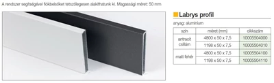 LABRYS PROFILRENDSZER VÁGOTT PROFIL 32/PL.0159 1198x50x7,5mm ANTRACIT CSILLÁM FESTETT