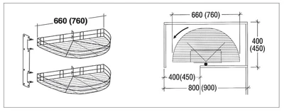 BELSŐ FÉMRÁCS KCM660 FÉLKÖR KOSÁR GARNITÚRA 660×127×340 mm KRÓM