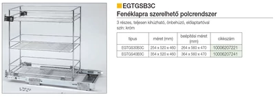 Forest BELSŐ FÉMRÁCS EGTGS30B3C 3RÉSZES KIHÚZHATÓ POLC . KRÓM-SZÜRKE - 10006207221