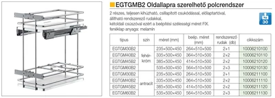 BELSŐ FÉMRÁCS EGTGM40B20 OLDALLAPRA SZERELHETŐ 364×506×494mm ANTRACIT