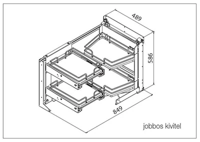 BELSŐ FÉMRÁCS SMACE45DX JOBBOS SAROKSZEKRÉNYBE SZERELHETŐ 845x568x489mm ANTRACIT
