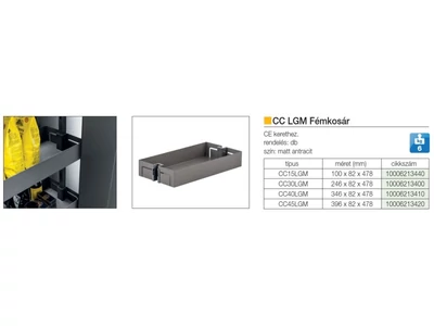 BELSŐ FÉMRÁCS LAMINA CC45LGM FÉMKOSÁR 396x478x82mm ANTRACIT