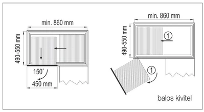 BELSŐ FÉMRÁCS 883B/SXC DYNAMIC CORNER CSILLAPÍTOTT BALOS 860x600-850x480-560mm KRÓM