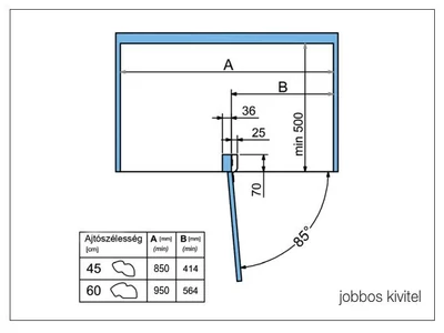 BELSŐ FÉMRÁCS 846BE/DX60CB JOBBOS 600mm KRÓM-FEHÉR
