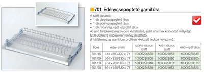 Forest BELSŐ FÉMRÁCS 701/90 EDÉNYCSEPEGTETŐ 864x280/330x71mm KRÓM - 10006220821