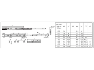 GOLYÓS FIÓKCSÚSZÓ HOME BOX HB45 COMFORT SC BLACK 45mm ÖNBEHÚZÓS CSILL. 300mm TEHERB.:35kg FEKETE