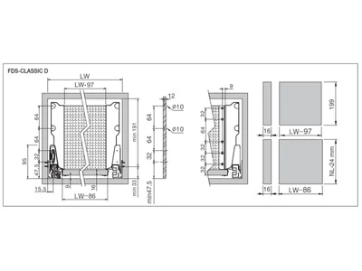 FDS DUPLAFALÚ FÉM FIÓKOLDAL FDS-CLASSIC PO D PUSH OPEN  450mm H210 40kg FEHÉR