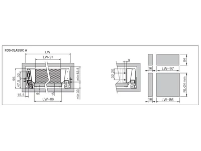 FDS DUPLAFALÚ FÉM FIÓKOLDAL FDS-CLASSIC A 270mm H84 40kg ANTRACIT