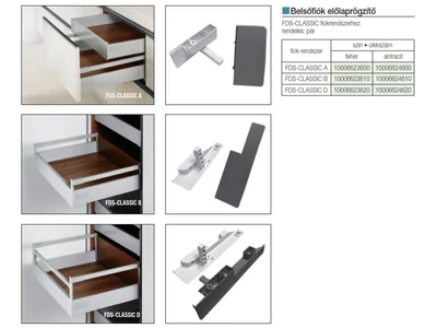 FDS DUPLAFALÚ FÉM FIÓKOLDAL FDS-CLASSIC B ELŐLAPRÖGZÍTŐ BELSŐ FIÓKHOZ ANTRACIT