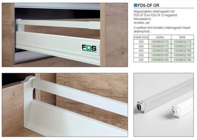 FDS DUPLAFALÚ FÉM FIÓKOLDAL FDS-DF OR OLDALMAGASÍTÓ RÚD 400mm SZÜRKE