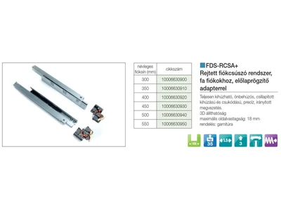 FDS REJTETT FIÓKCSÚSZÓ FDS-RCSA+ 350mm,35kg ACÉL