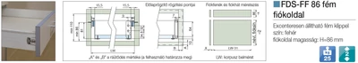 FÉM FIÓKOLDAL FDS-FF 86x350mm FEHÉR