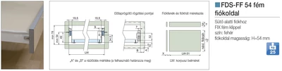 FÉM FIÓKOLDAL FDS-FF 54x500mm FEHÉR