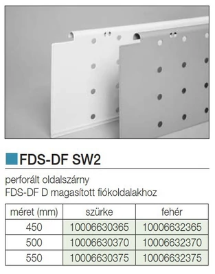 FDS DUPLAFALÚ FÉM FIÓKOLDAL FDS-DF SW2 OLDALSZÁRNY 550mm FEHÉR
