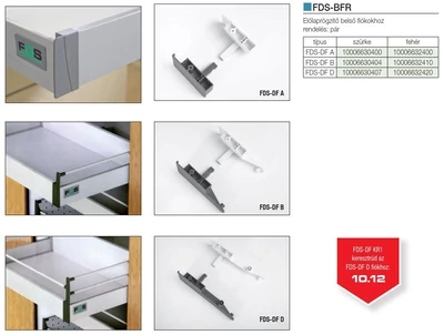 FDS DUPLAFALÚ FÉM FIÓKOLDAL FDS-BFR B ELŐLAPRÖGZÍTŐ BELSŐ FIÓKHOZ FEHÉR