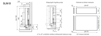 SLIM DUPLAFALÚ FIÓKOLDAL DF-B 400mm ANTRACIT