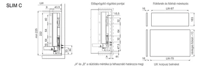 SLIM DUPLAFALÚ FIÓKOLDAL DF-C 450mm ANTRACIT