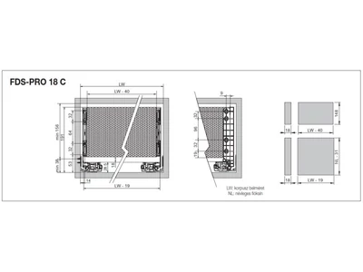 FDS DUPLAFALÚ FÉM FIÓKOLDAL FDS-PRO 18 PO C PUSH OPEN 270mm H174 35kg FEHÉR