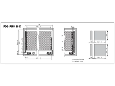 FDS DUPLAFALÚ FÉM FIÓKOLDAL FDS-PRO 18 PO D PUSH OPEN 350mm H238 35kg FEHÉR