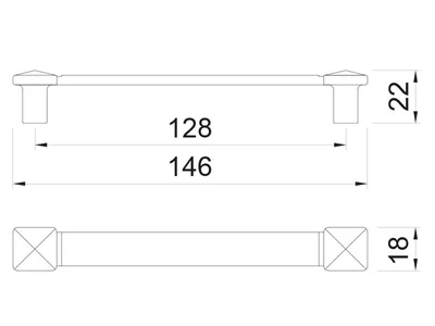 BÚTORFOGANTYÚ WMN226 - 128mm (146x18x22mm) ANTIKOLT BRONZ