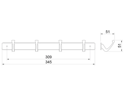 FOGASSOR E6057 4 DB AKASZTÓVAL MATT FEKETE